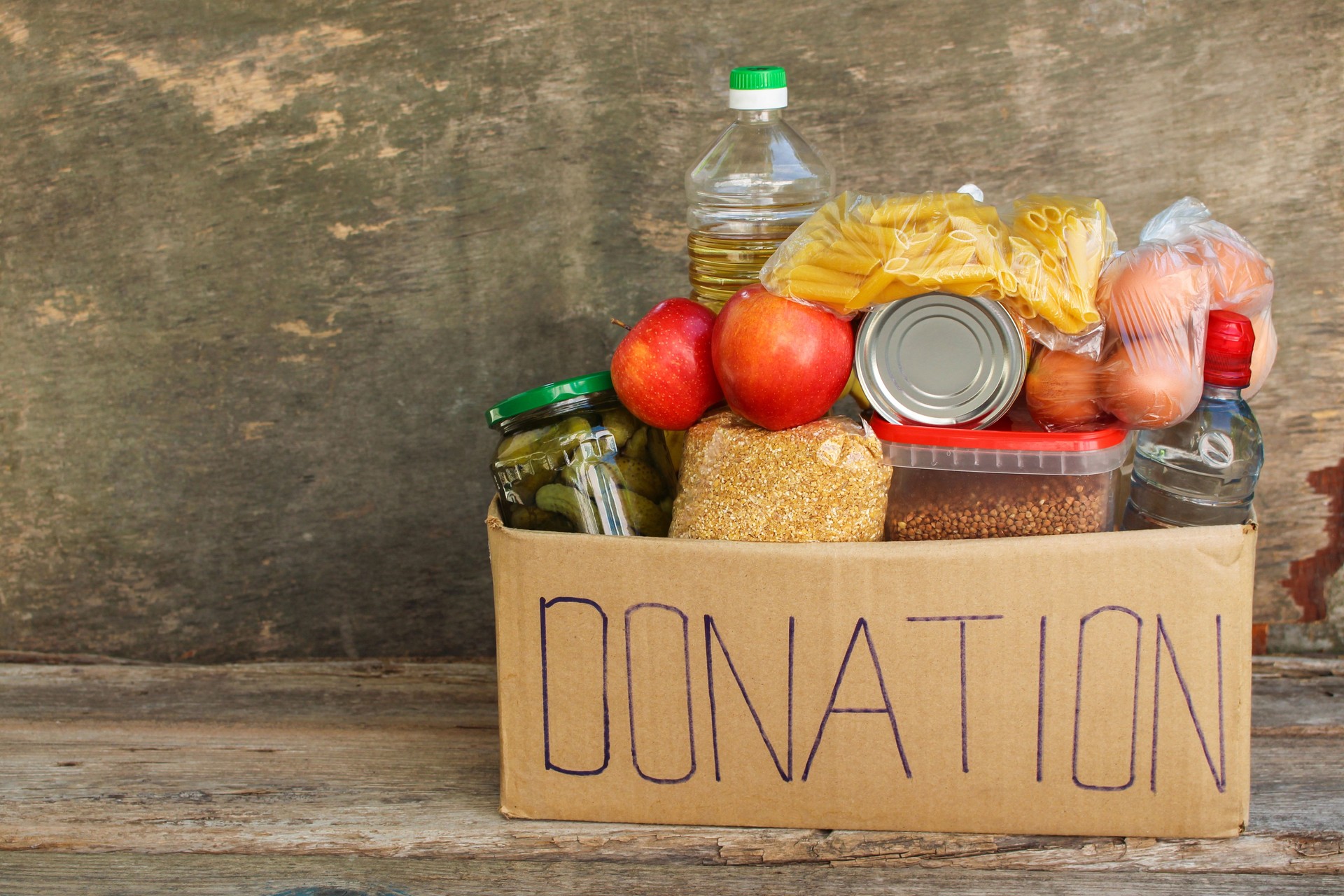 Donation box with food.
